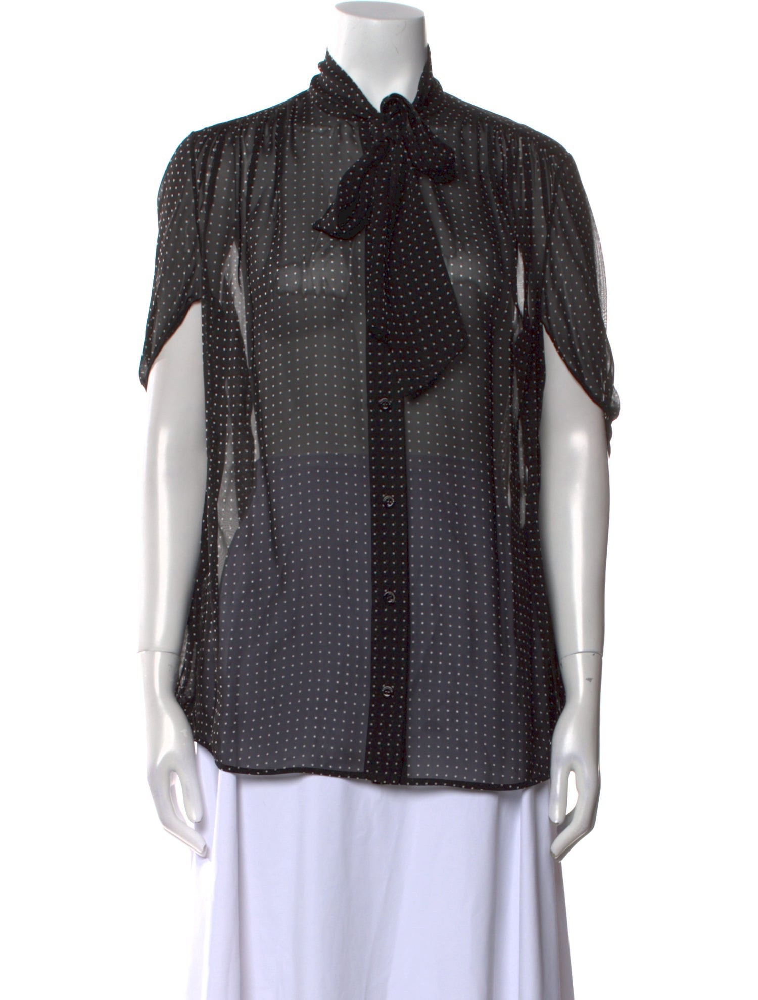 Balenciaga 2018 Polka Dot Print Button-Up Top