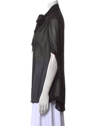 Balenciaga 2018 Polka Dot Print Button-Up Top