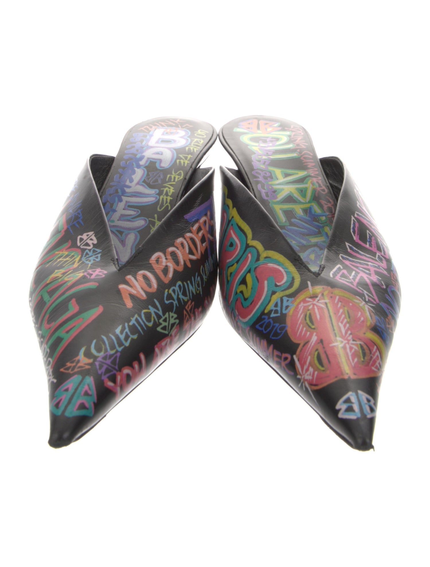 Balenciaga Leather Printed Mules