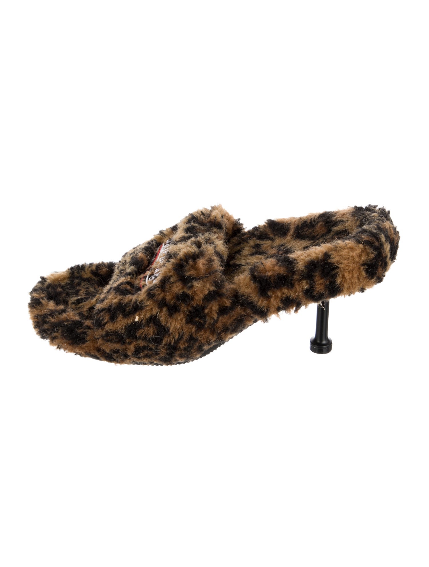 Balenciaga Faux Fur Animal Print Slides