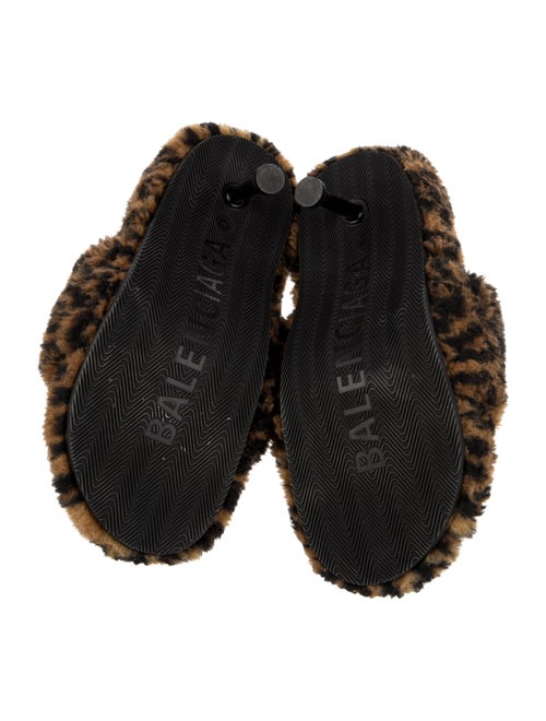 Balenciaga Faux Fur Animal Print Slides