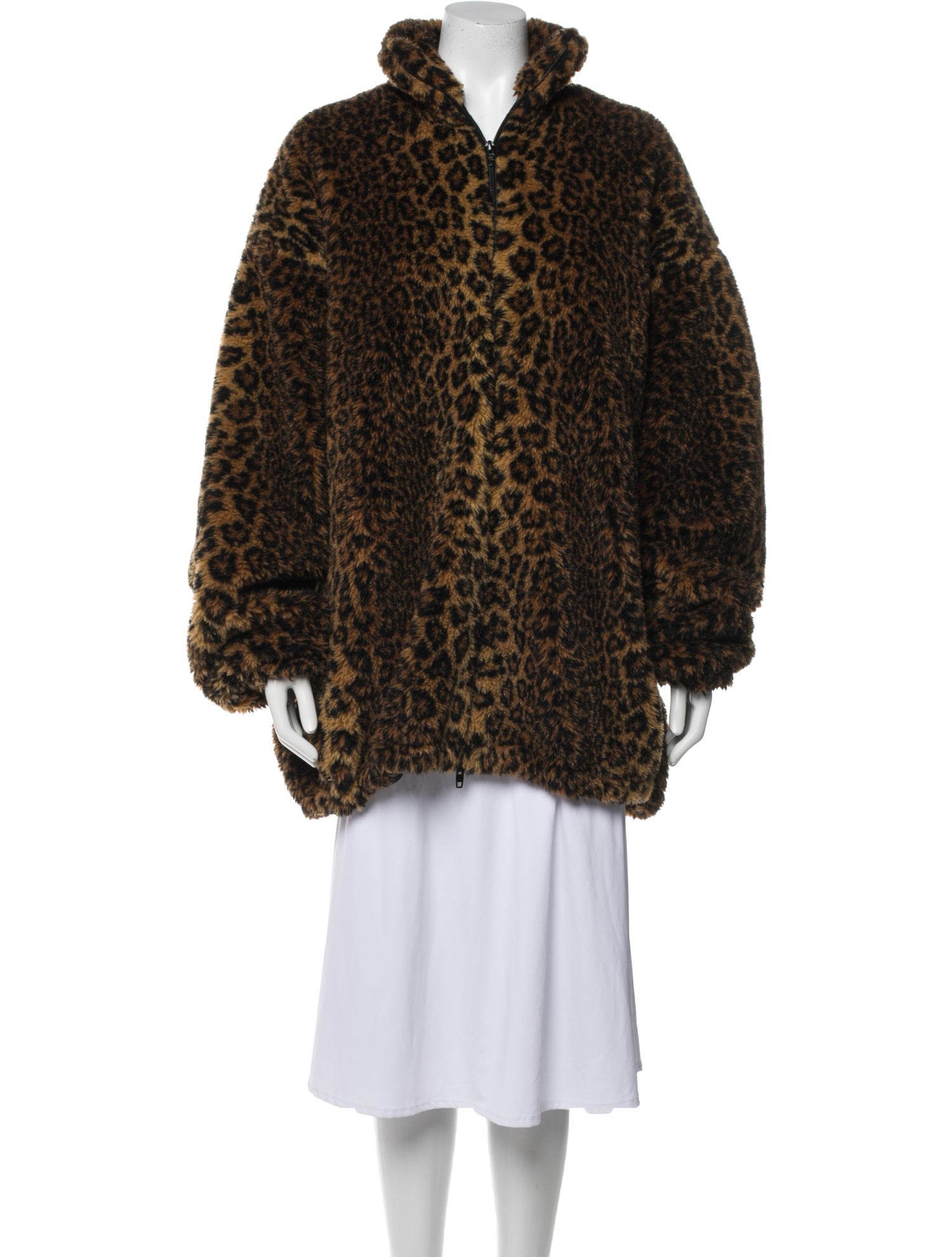 Balenciaga 2021 Animal Print Faux Fur Jacket