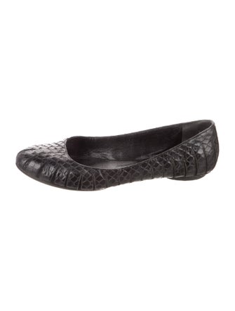 Balenciaga Snakeskin Studded Accents Ballet Flats