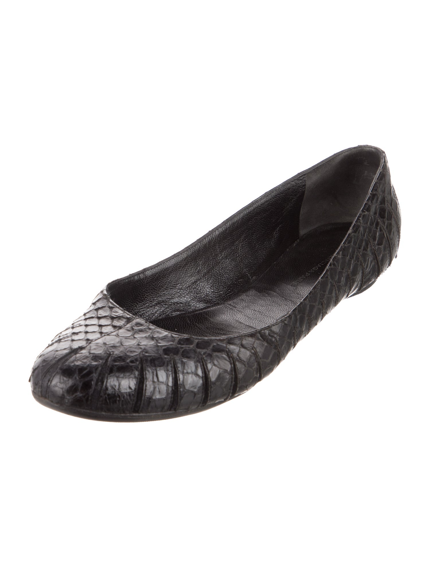 Balenciaga Snakeskin Studded Accents Ballet Flats