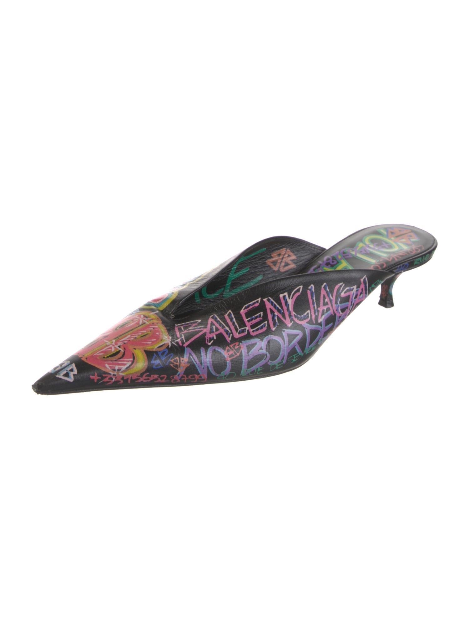 Balenciaga Leather Printed Mules