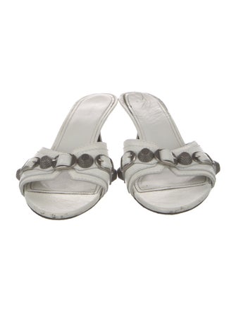 Balenciaga Leather Studded Accents Slides