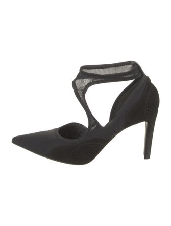 Balenciaga Suede Mesh Accents D'Orsay Pumps