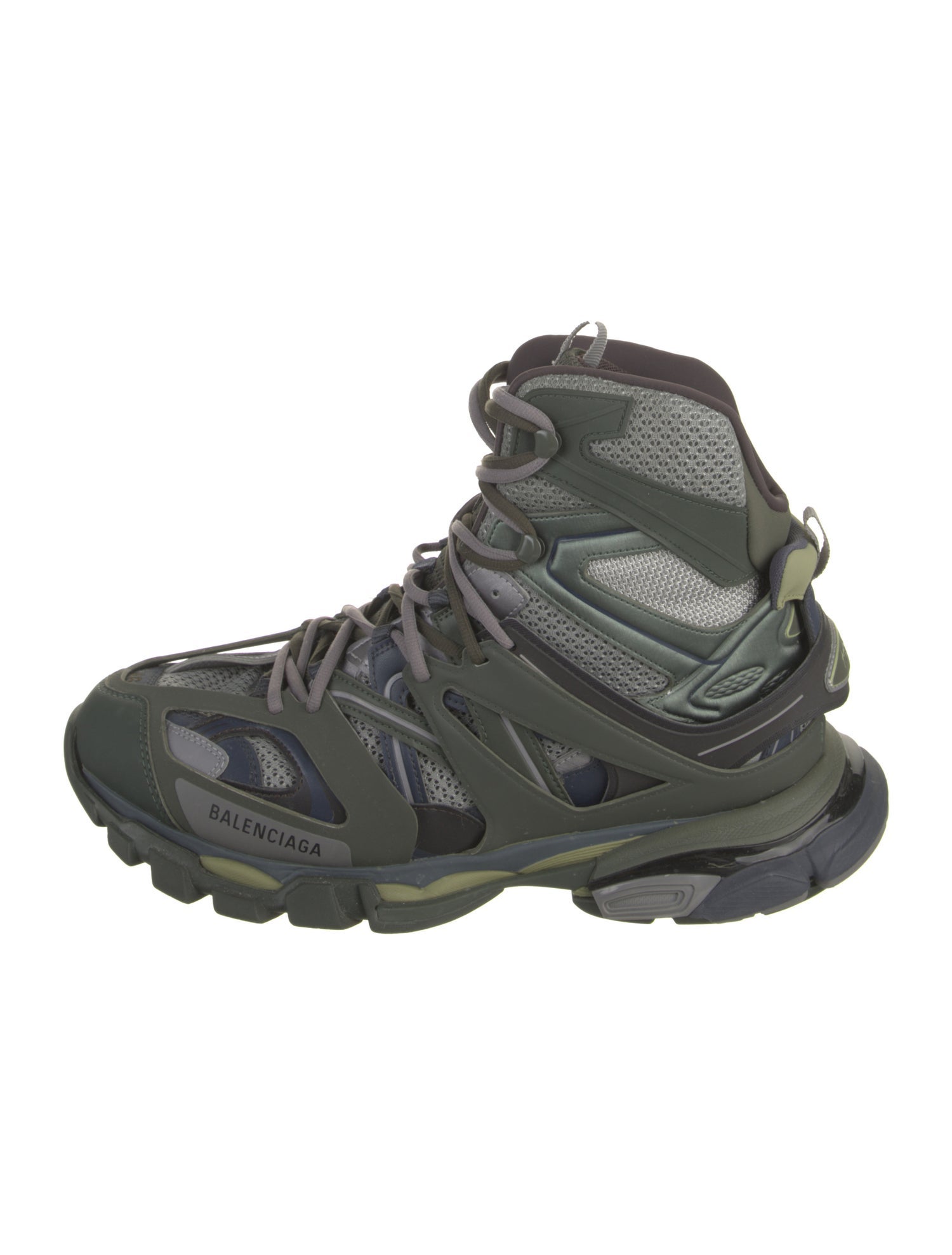 Balenciaga Mesh Colorblock Pattern Lace-Up Boots