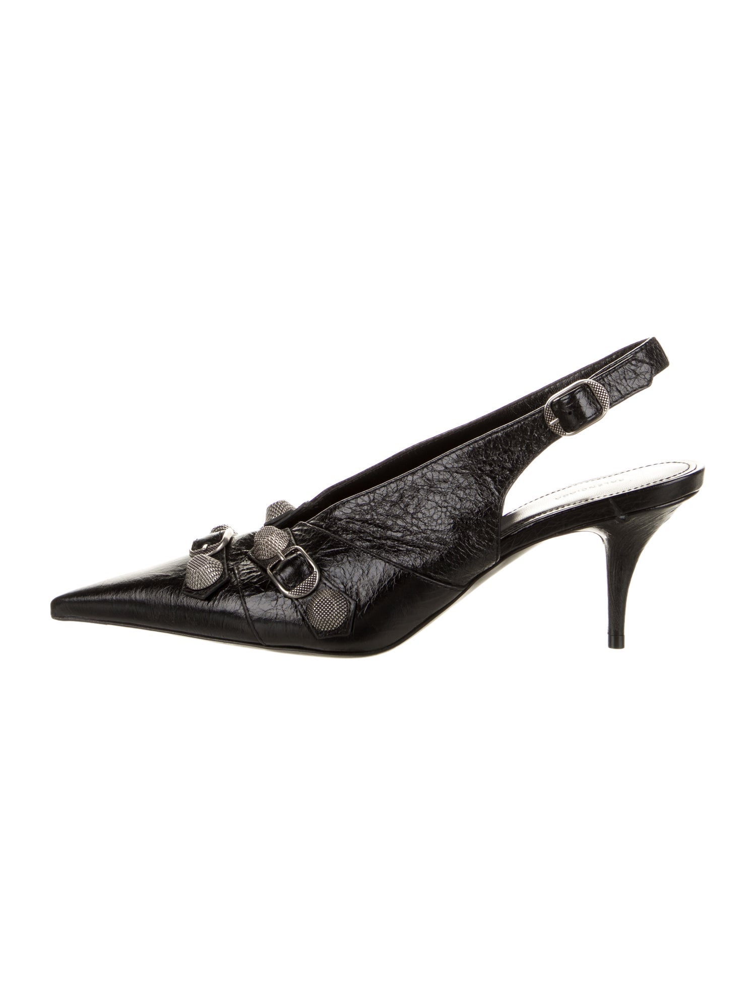 Balenciaga Leather Studded Accents Slingback Pumps
