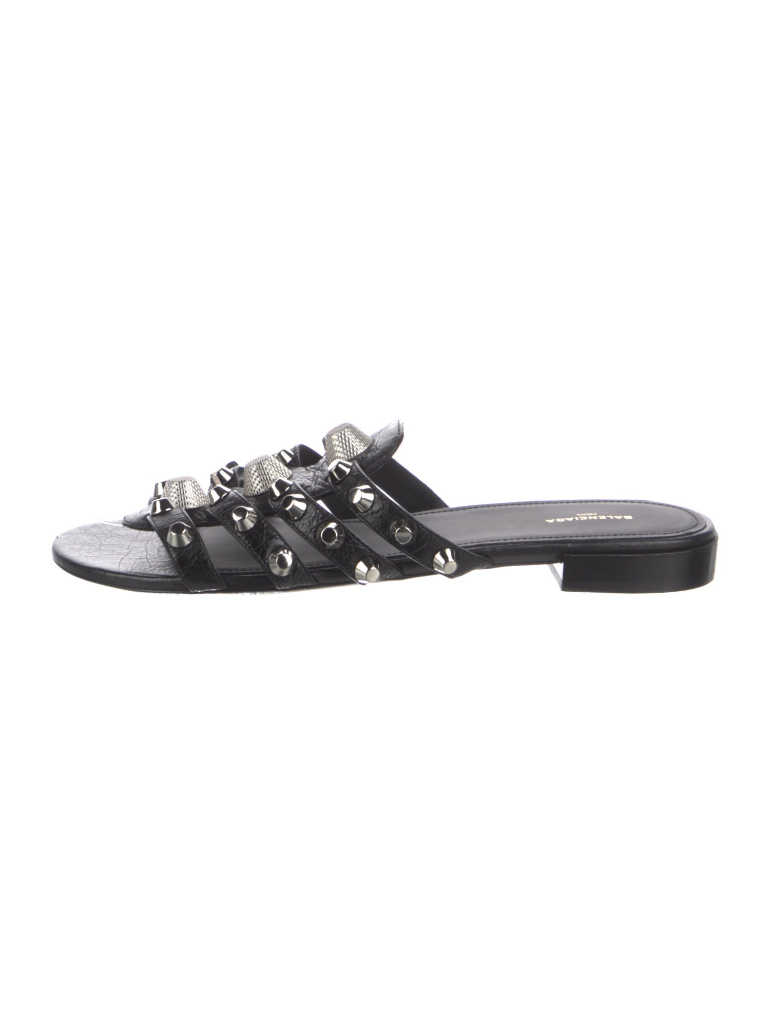 Balenciaga Leather Studded Accents Slides