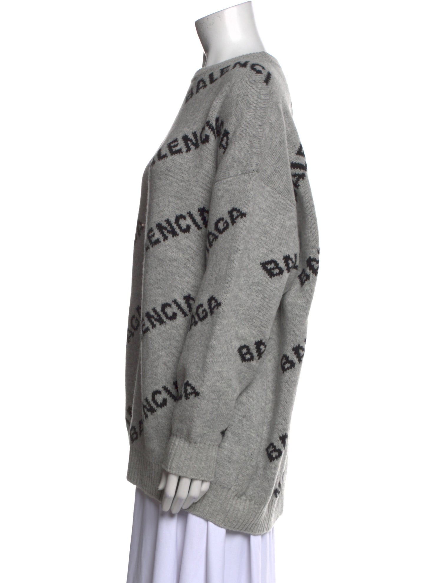 Balenciaga Logo Intarsia Virgin Wool Sweater