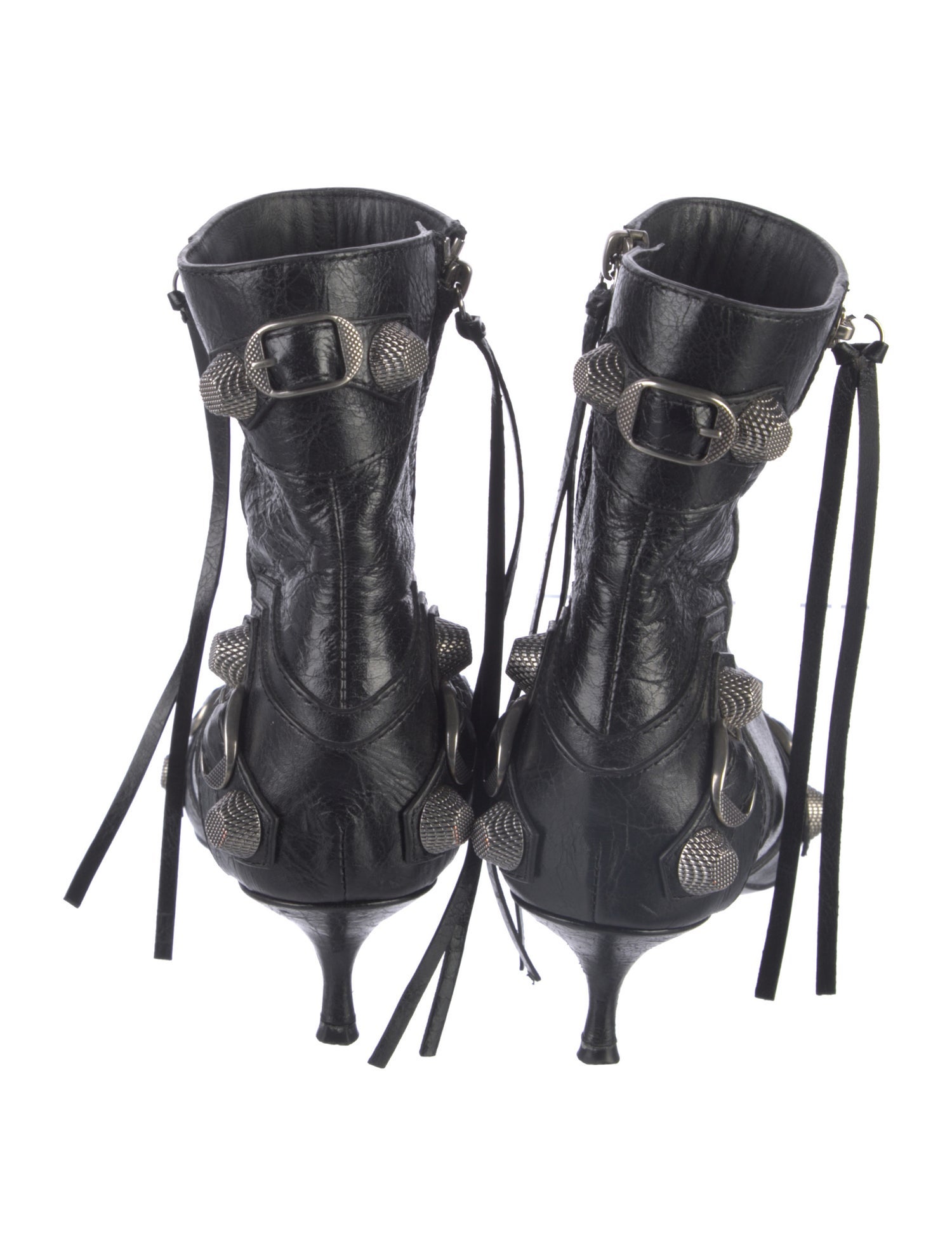 Balenciaga Leather Studded Accents Boots