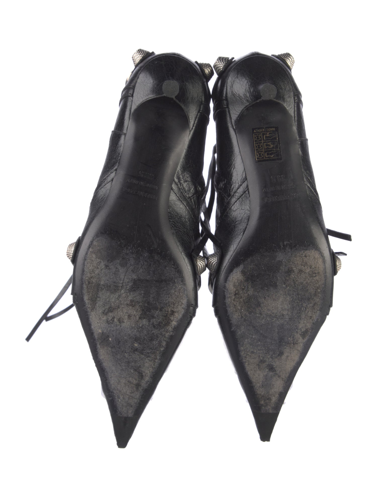 Balenciaga Leather Studded Accents Boots