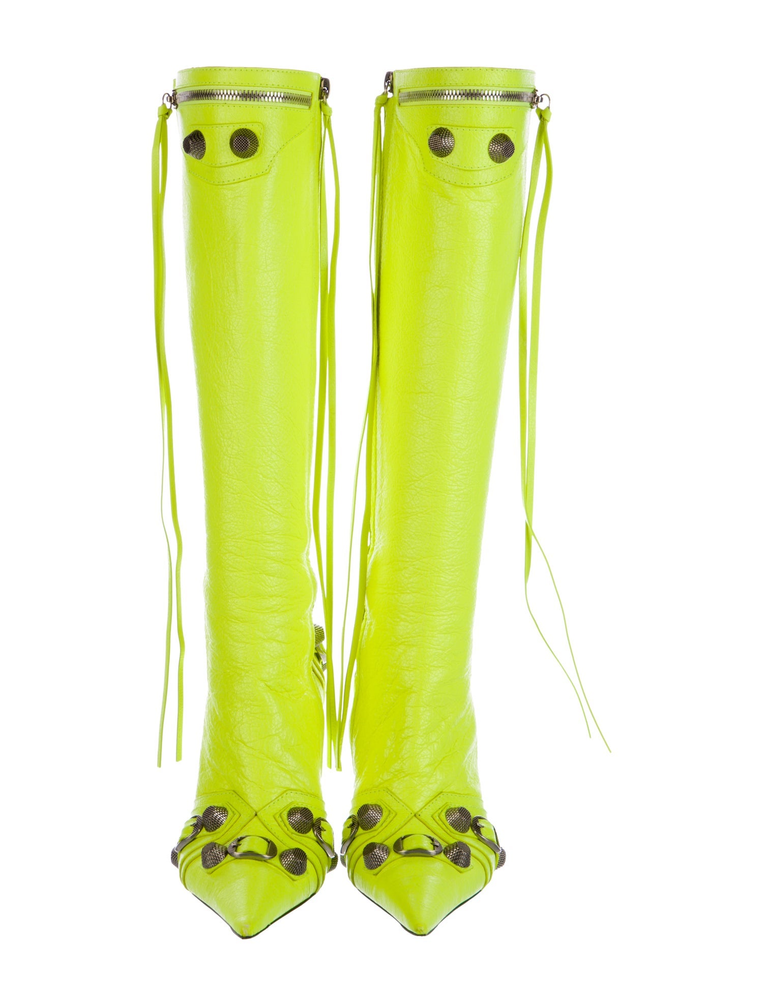 Balenciaga Leather Studded Accents Boots