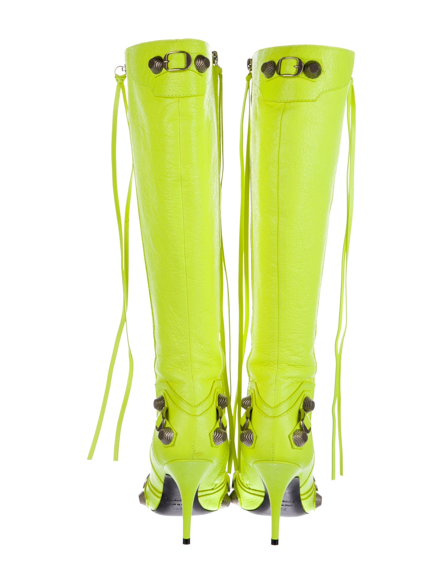 Balenciaga Leather Studded Accents Boots