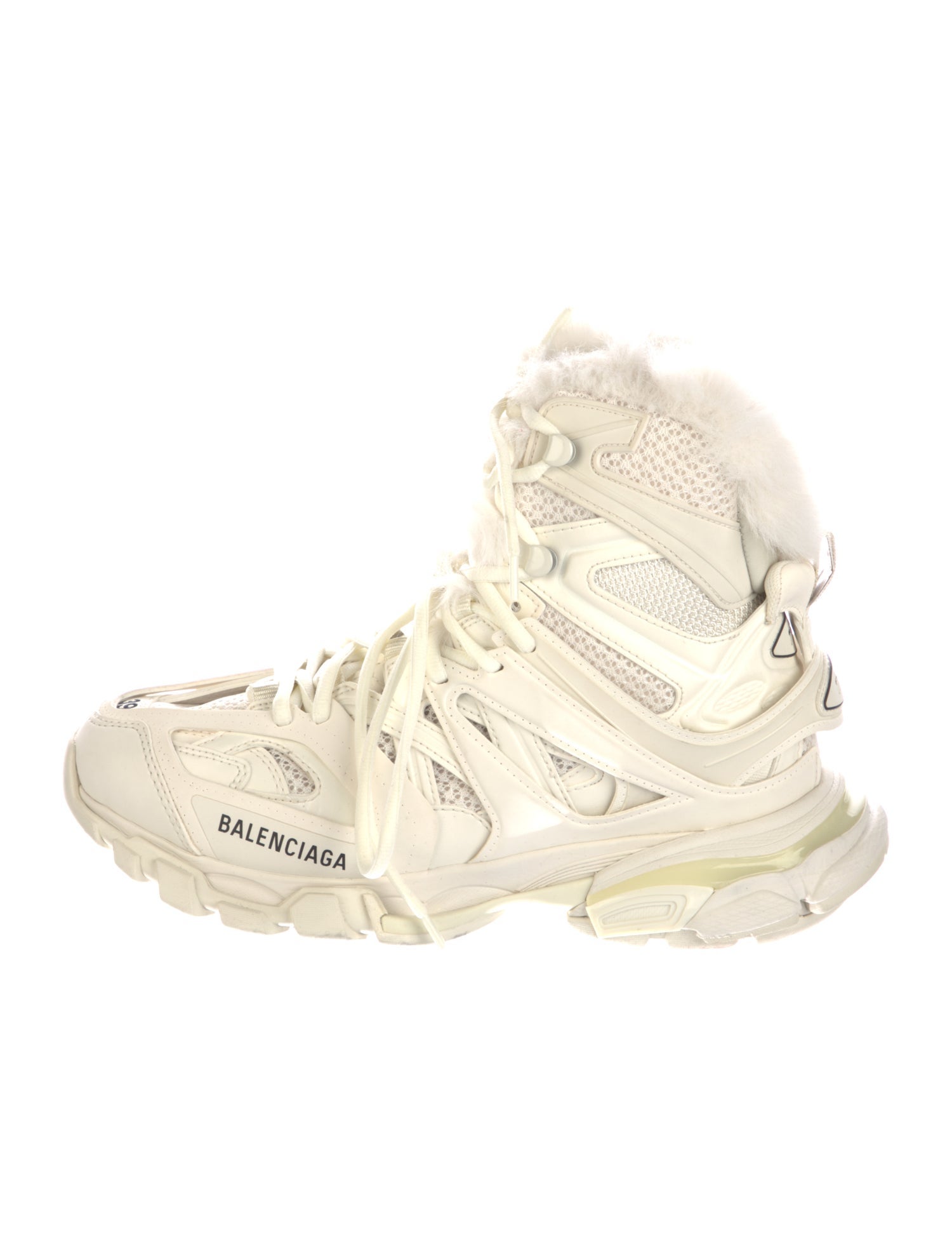 Balenciaga Leather Mesh Accents Hiking Boots