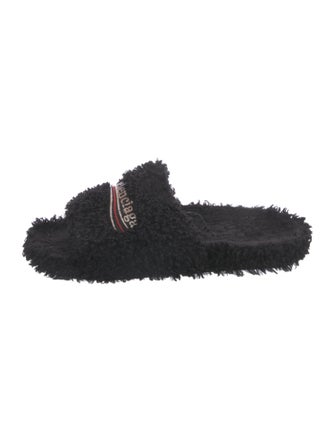 Balenciaga Shearling Embroidered Accent Slides