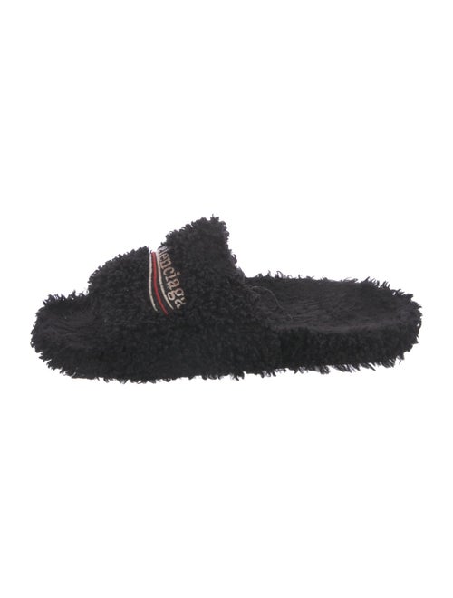 Balenciaga Shearling Embroidered Accent Slides