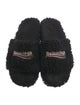Balenciaga Shearling Embroidered Accent Slides