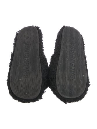 Balenciaga Shearling Embroidered Accent Slides