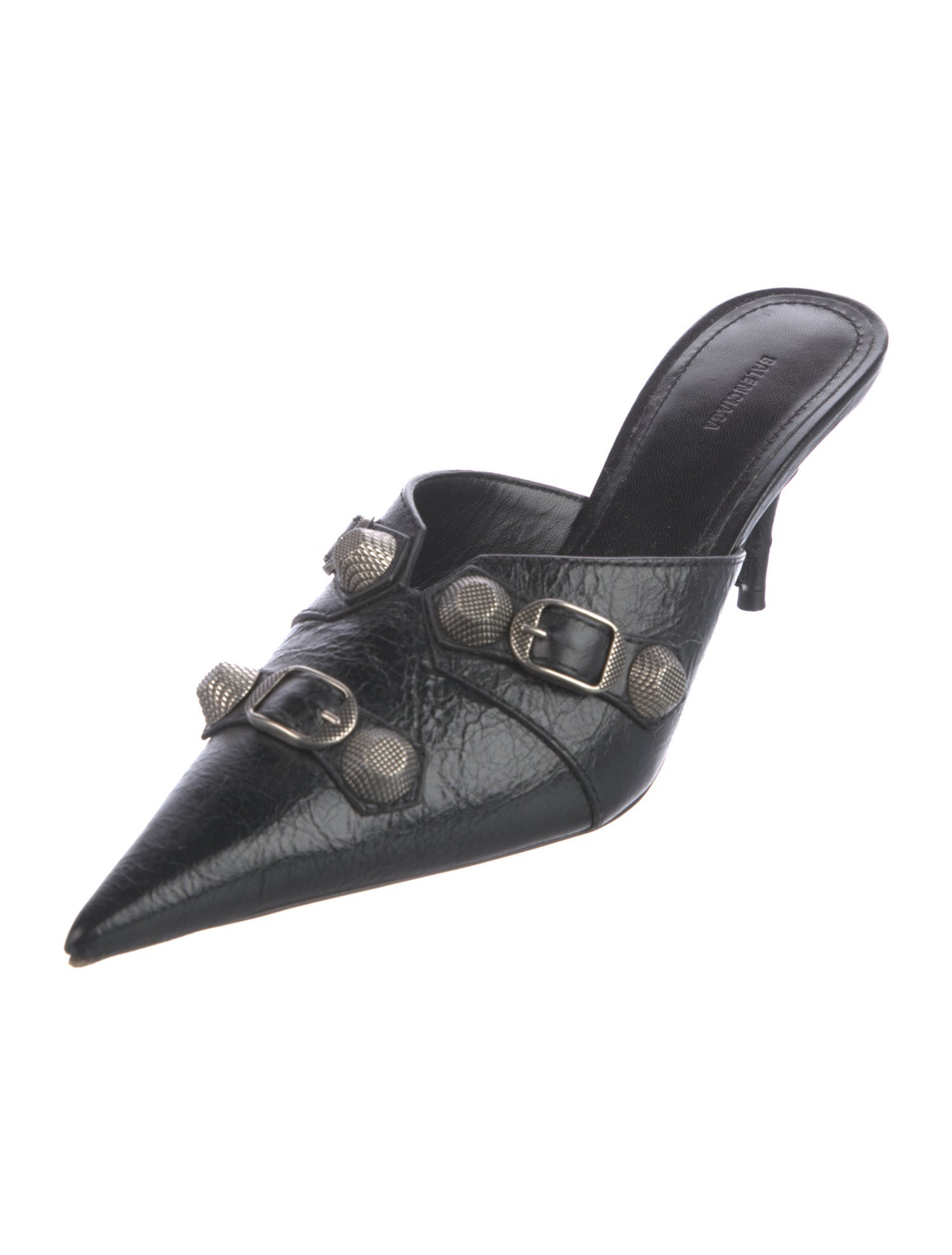 Balenciaga Leather Studded Accents Mules