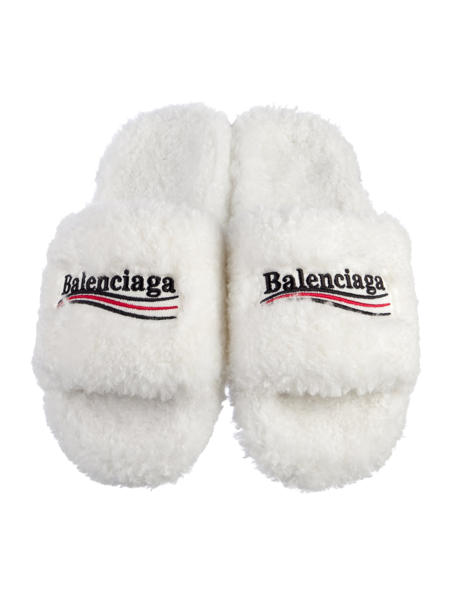 Balenciaga Fur Printed Slides