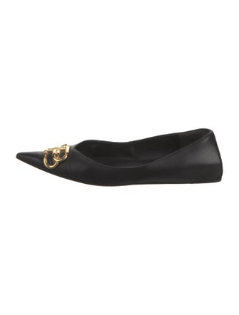 Balenciaga Signature Logo Leather Ballet Flats