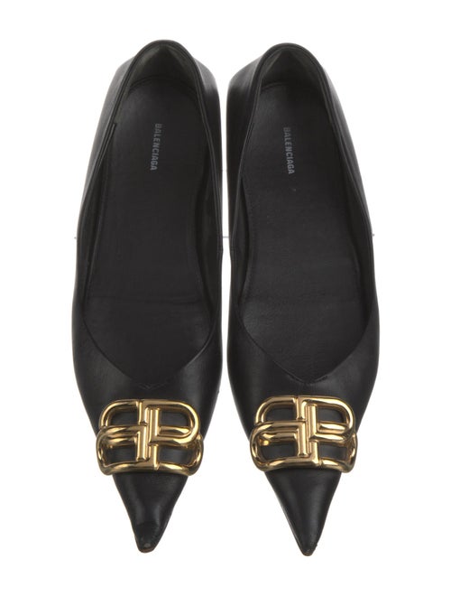 Balenciaga Signature Logo Leather Ballet Flats