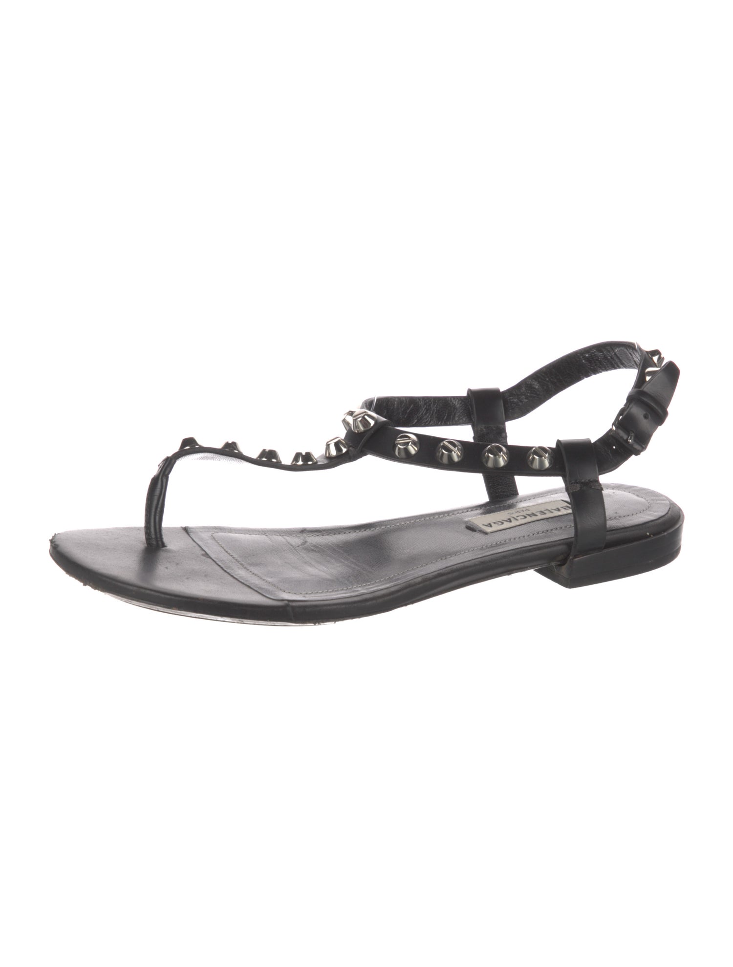 Balenciaga Rockstud Accents Leather Slingback Sandals
