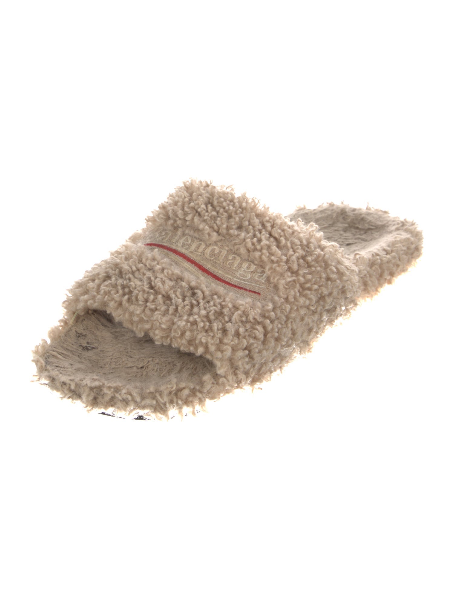 Balenciaga Faux Fur Printed Slides