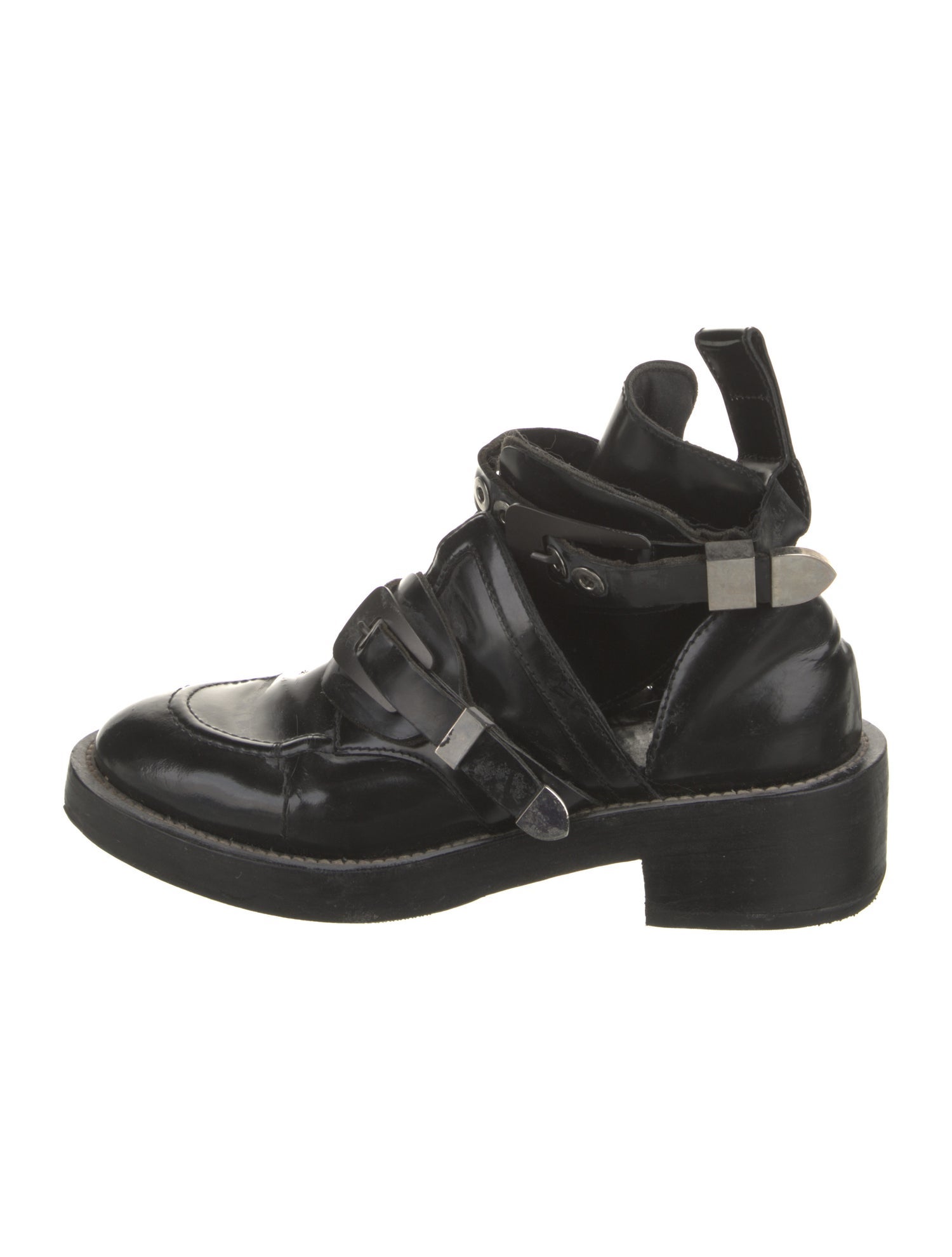 Balenciaga Leather Colorblock Pattern Combat Boots