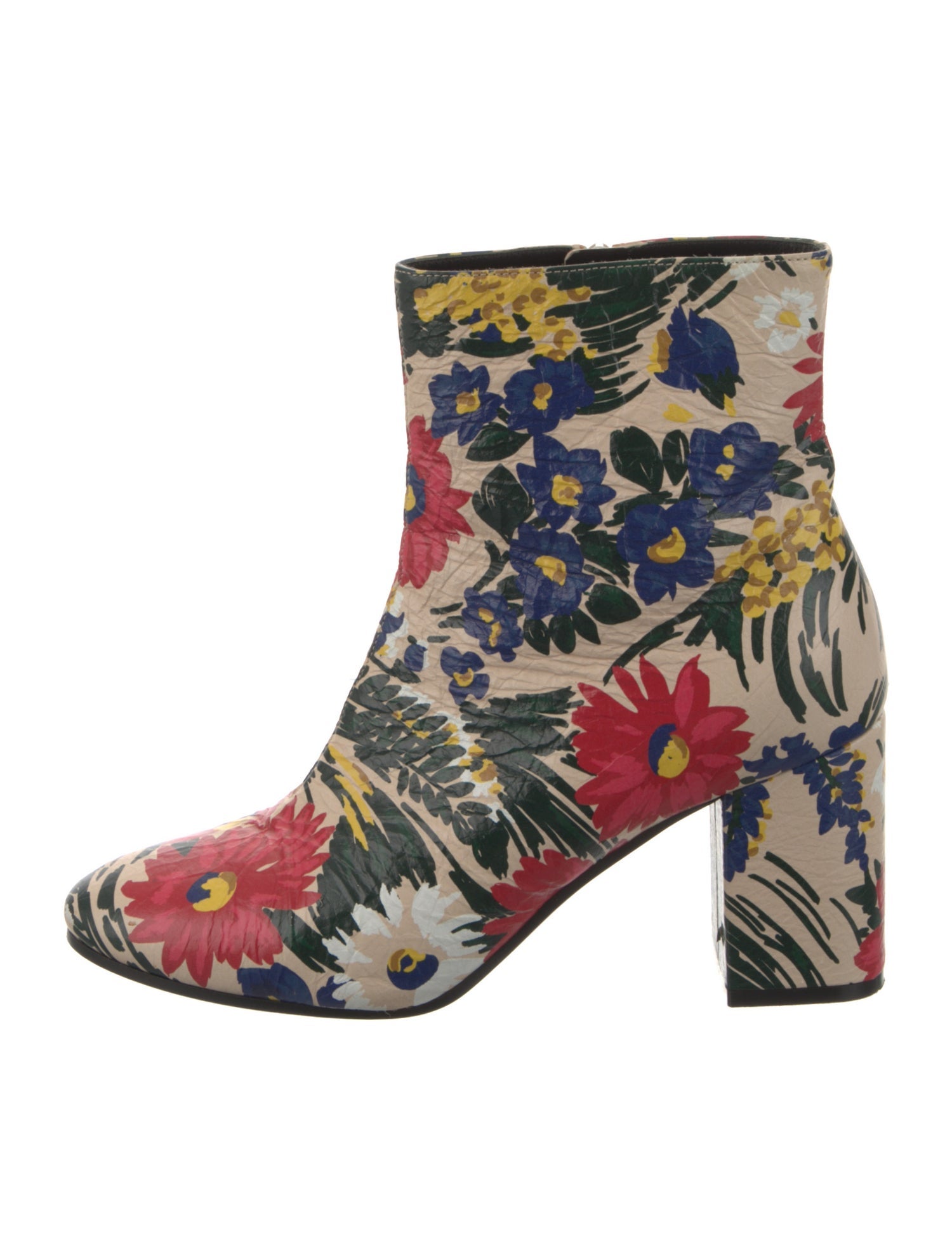 Balenciaga Leather Floral Print Boots