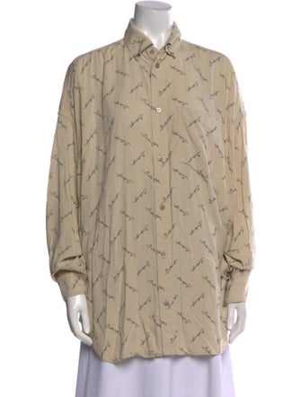 Balenciaga Printed Long Sleeve Button-Up Top