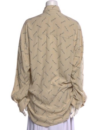 Balenciaga Printed Long Sleeve Button-Up Top