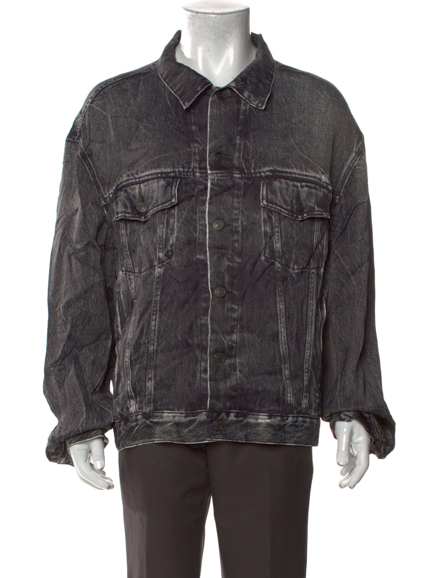 Balenciaga 2019 Denim Transfer Print Denim Jacket