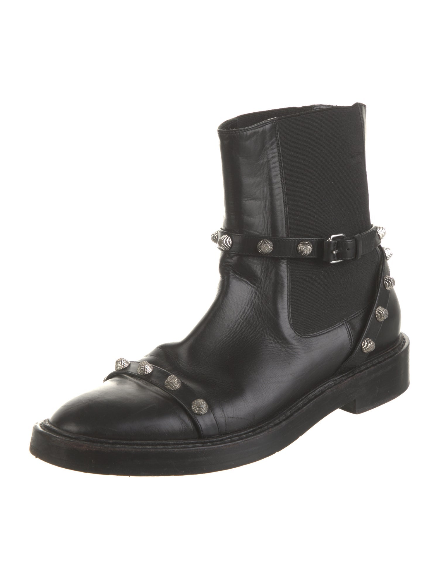 Balenciaga Leather Studded Accents Chelsea Boots