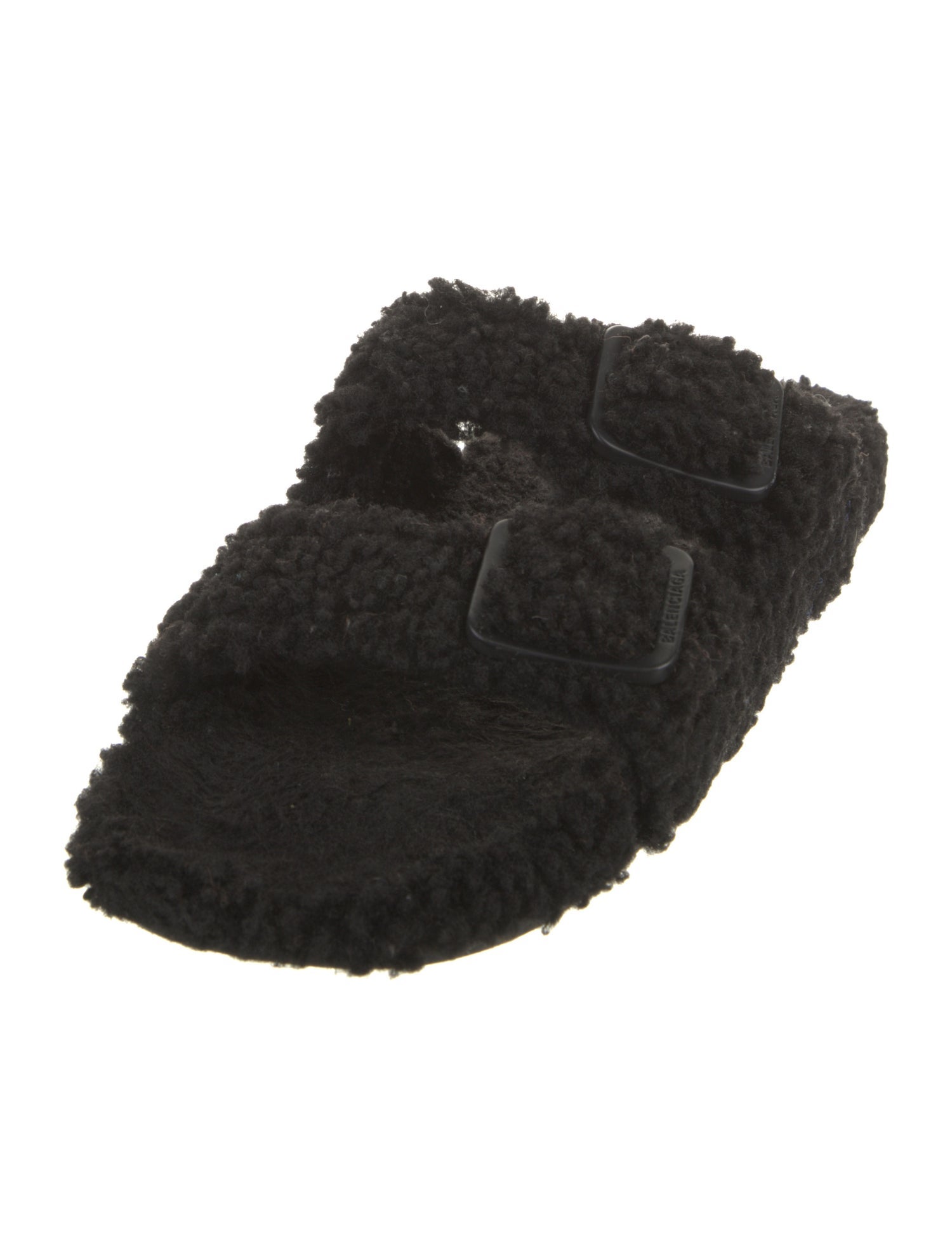 Balenciaga Shearling Embroidered Accent Slides
