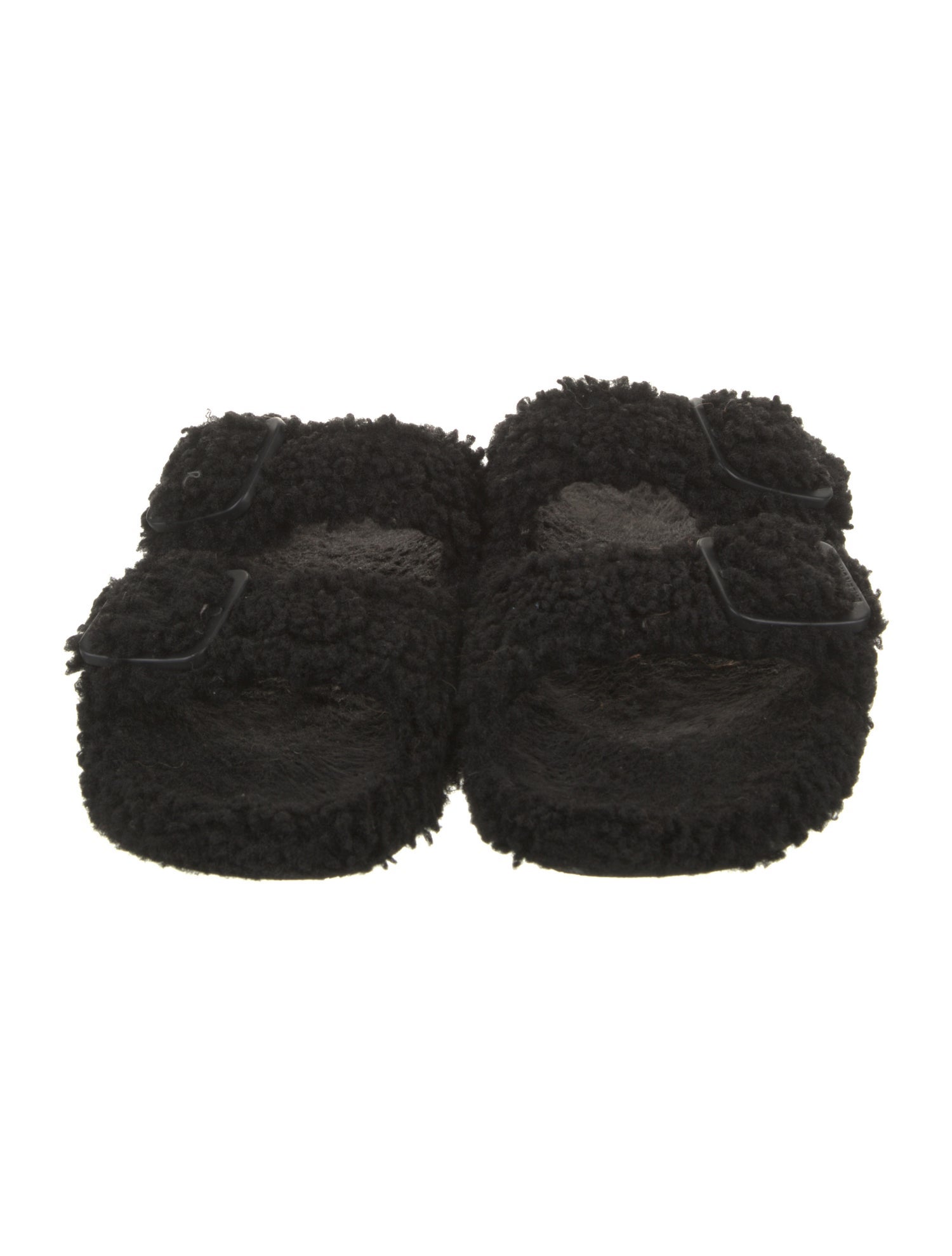 Balenciaga Shearling Embroidered Accent Slides