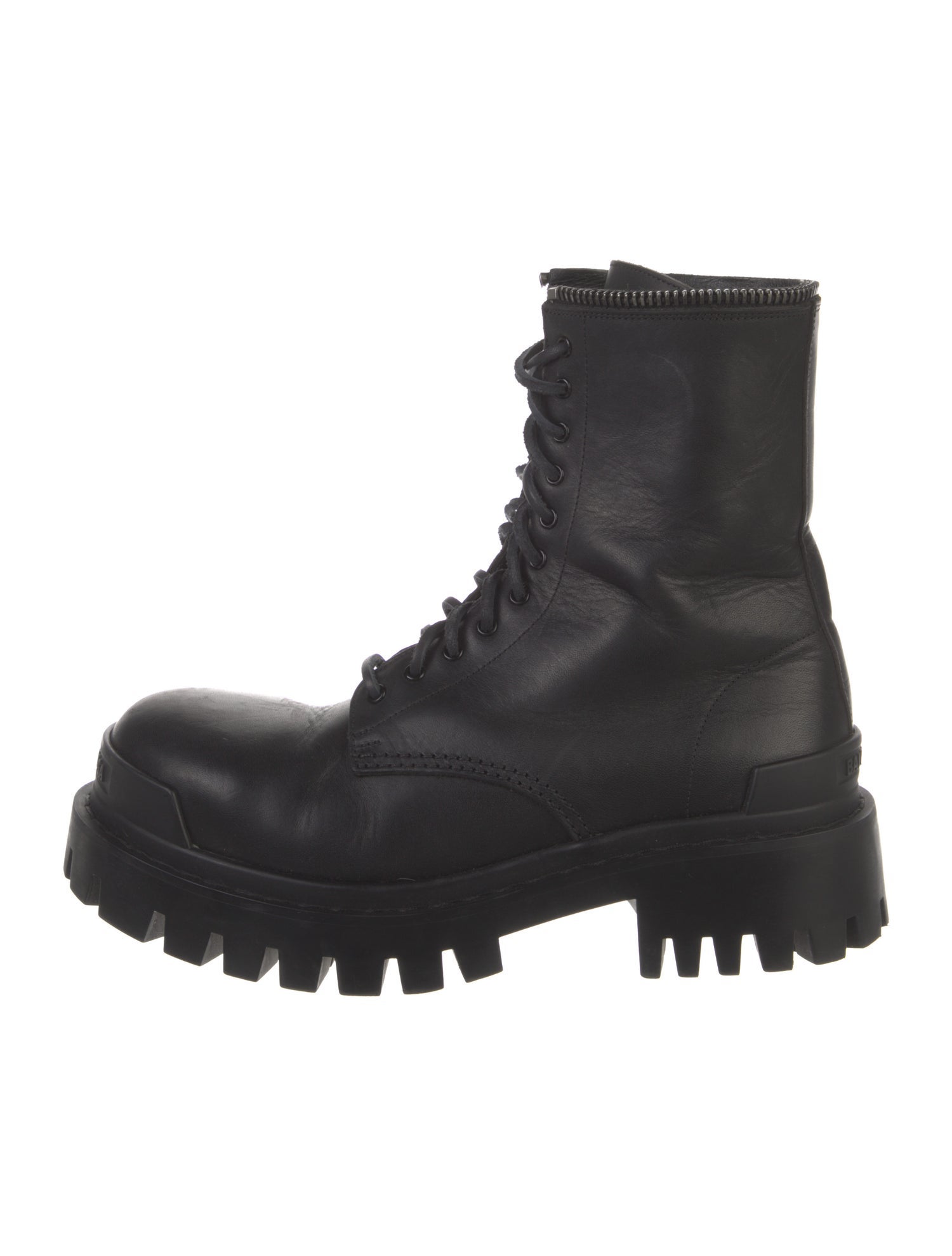 Balenciaga Leather Colorblock Pattern Combat Boots