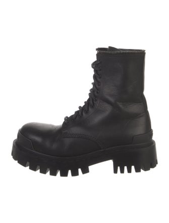 Balenciaga Leather Colorblock Pattern Combat Boots