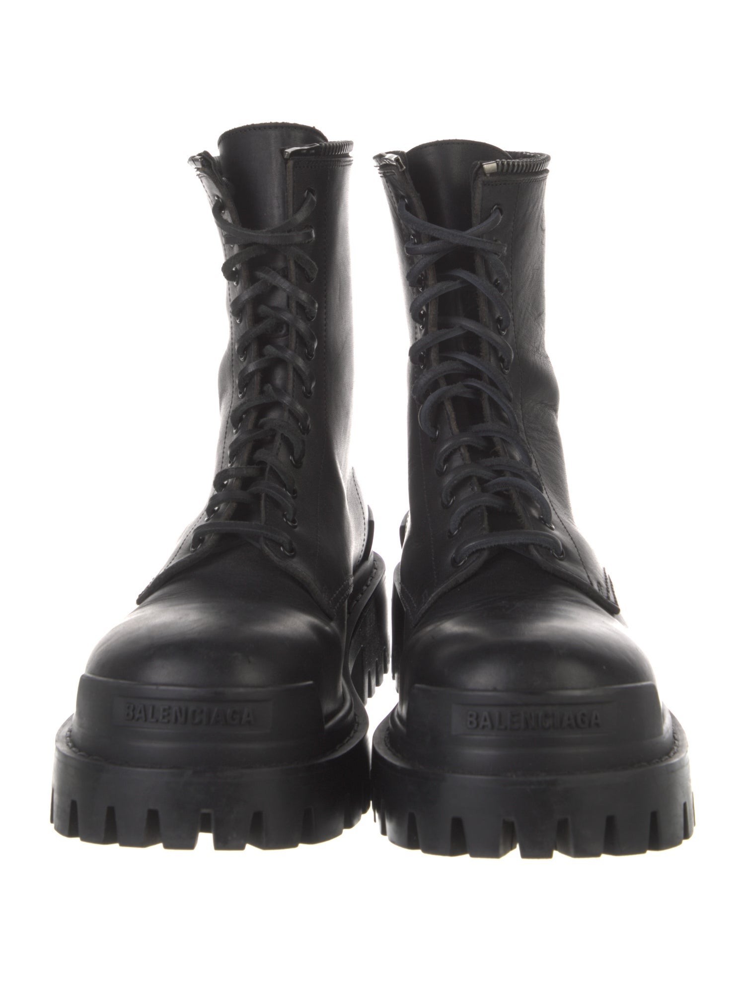 Balenciaga Leather Colorblock Pattern Combat Boots