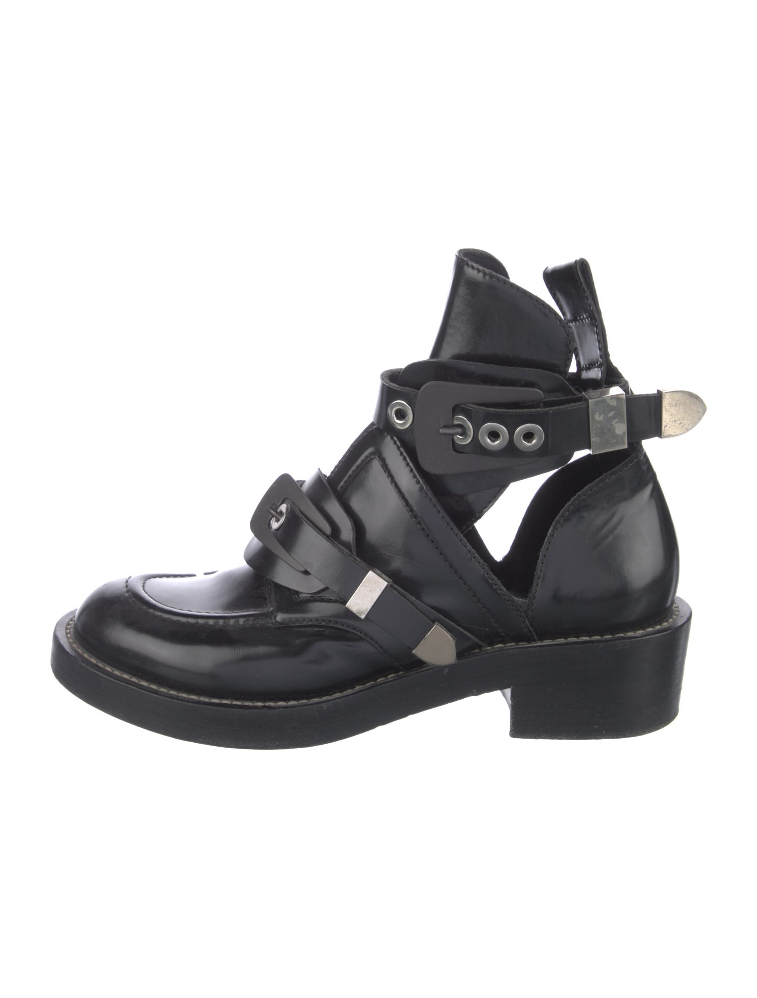 Balenciaga Leather Cutout Accent Flats