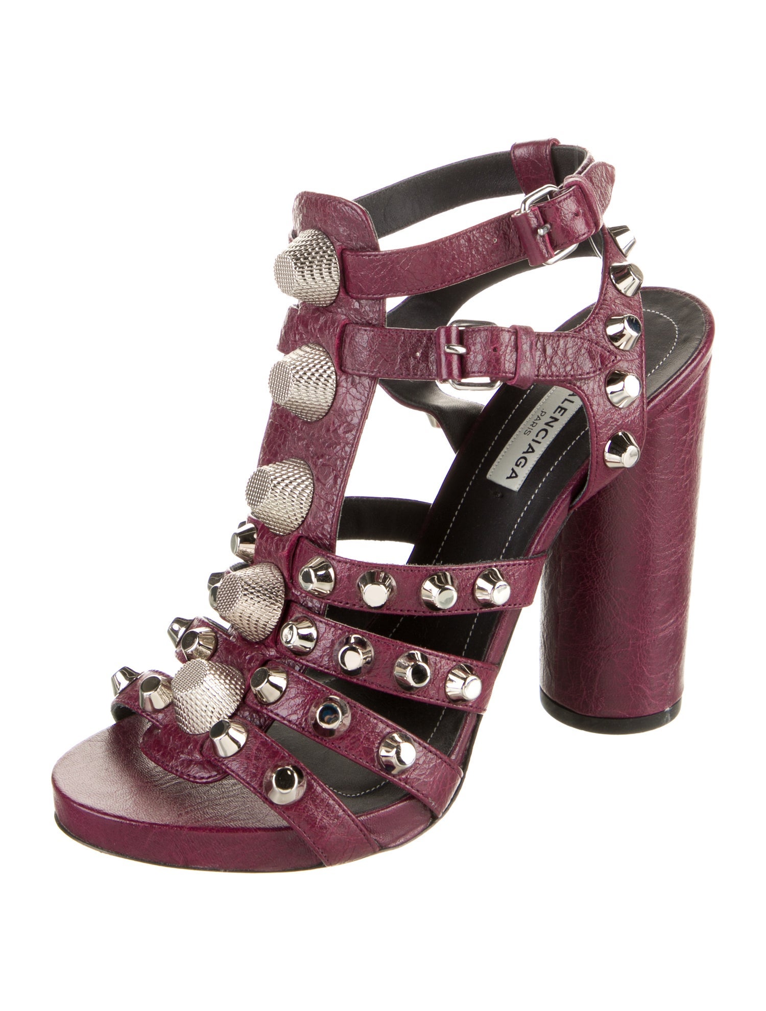 Balenciaga Leather Studded Accents Gladiator Sandals