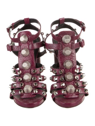 Balenciaga Leather Studded Accents Gladiator Sandals