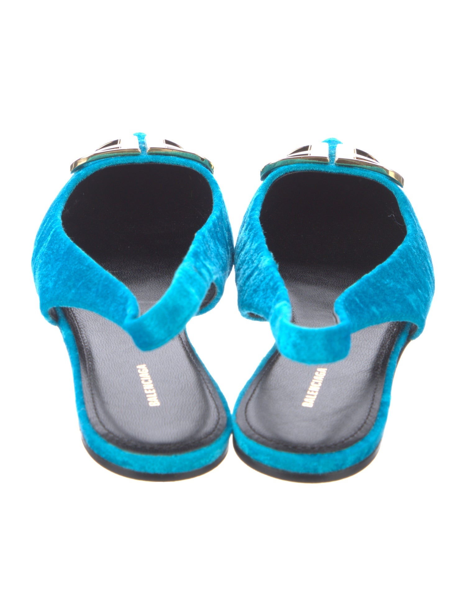 Balenciaga Signature Logo Velvet Slingback Flats