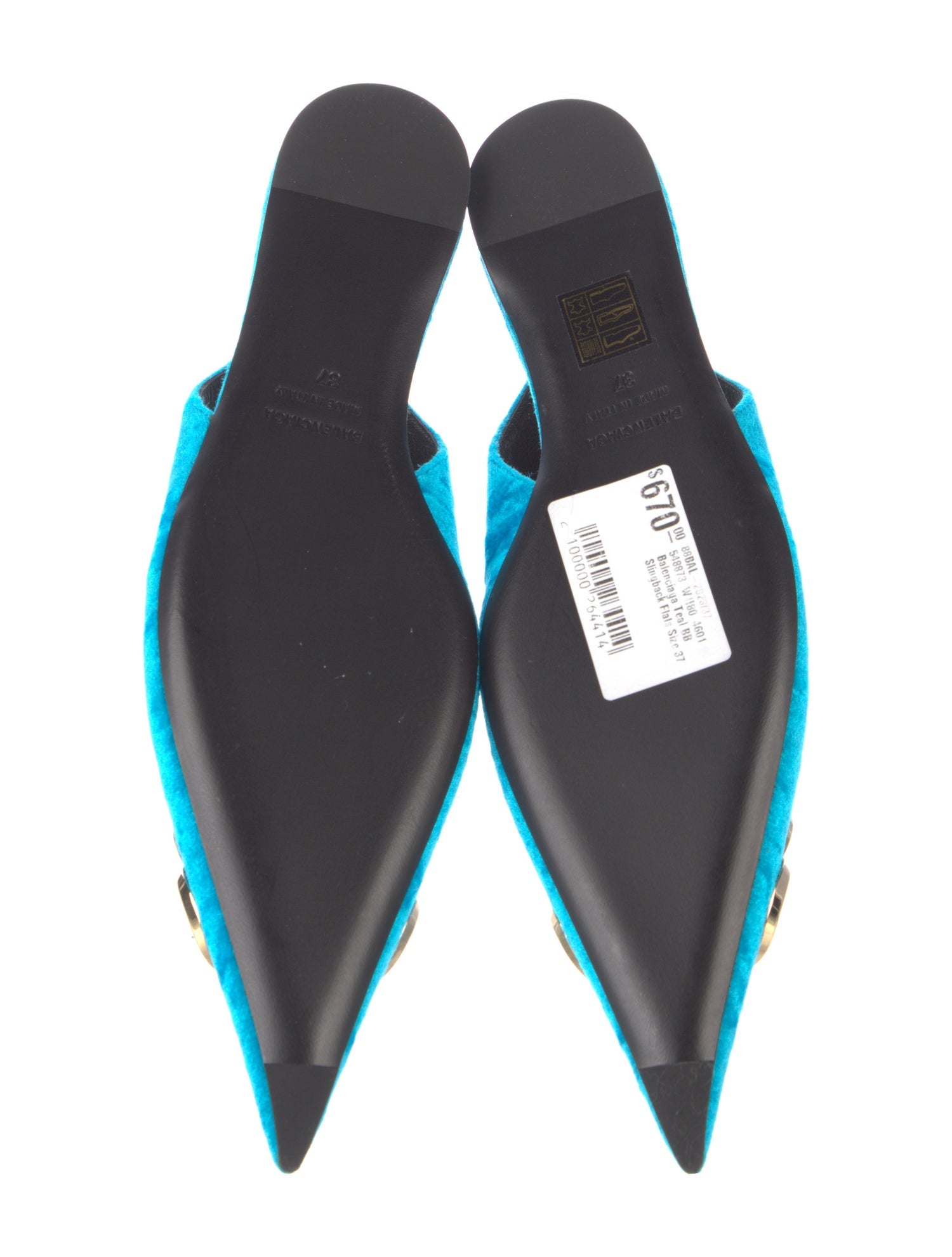 Balenciaga Signature Logo Velvet Slingback Flats