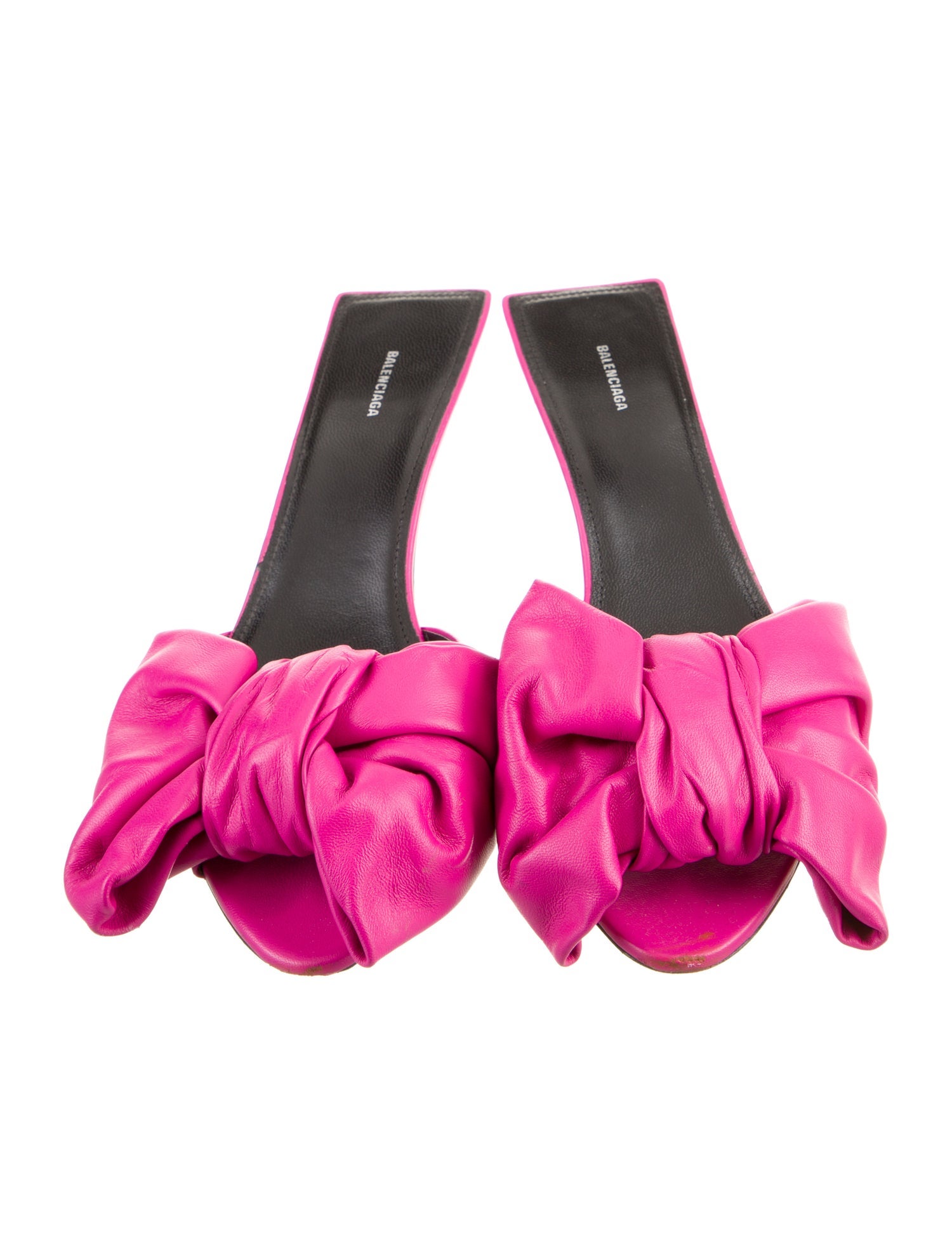 Balenciaga Leather Bow Accents Slides