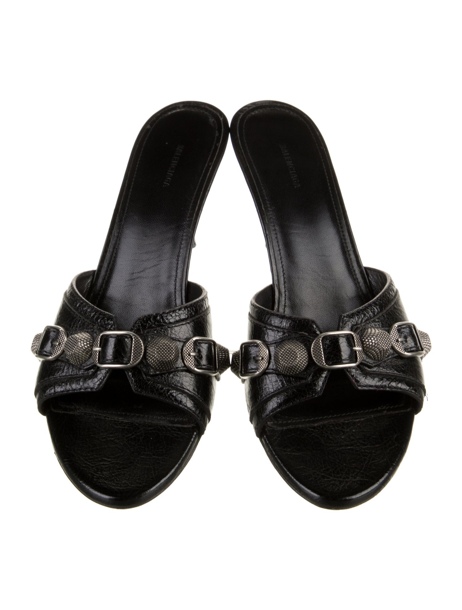 Balenciaga Leather Studded Accents Slides