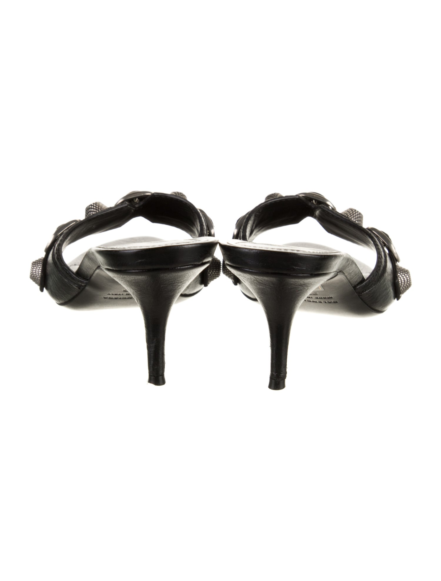 Balenciaga Leather Studded Accents Slides