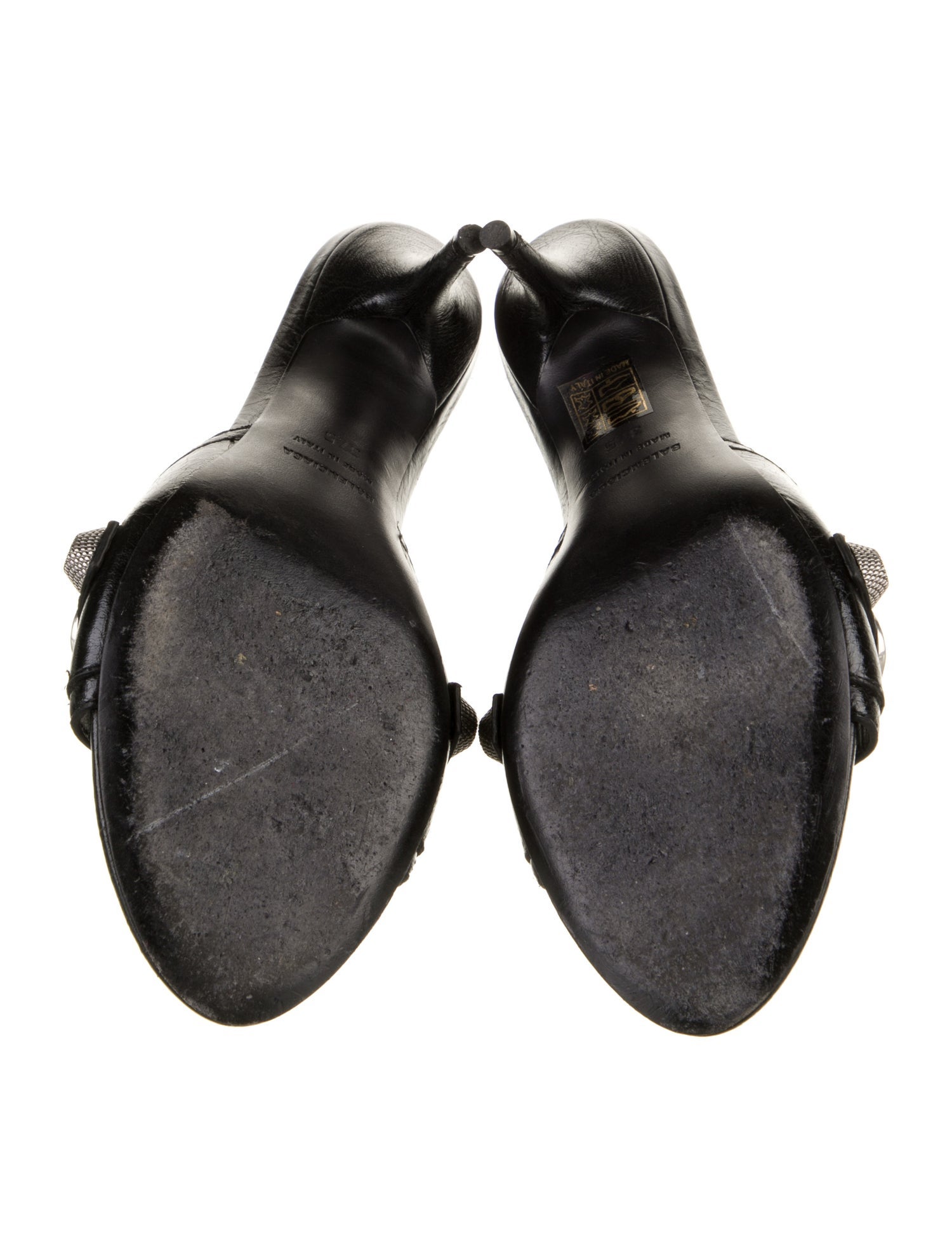 Balenciaga Leather Studded Accents Slides